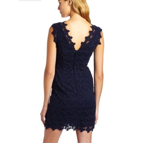 Reeve Sleeveless Papillon Navy Lace Sheath Dress - Picture 2 of 6